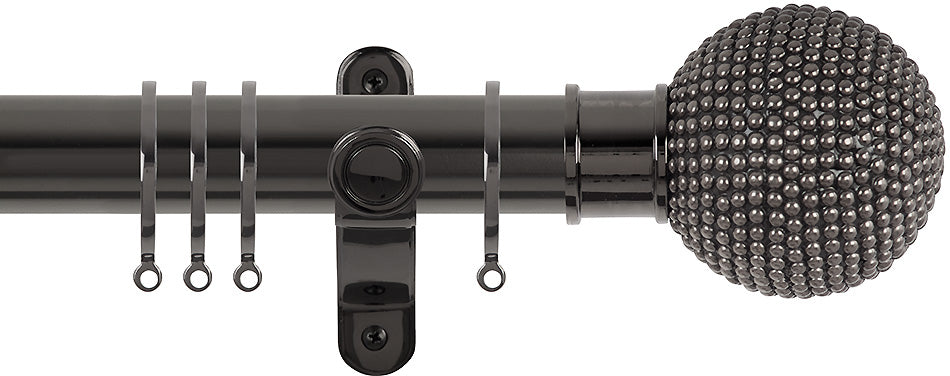 Renaissance Spectrum 35mm Curtain Pole Black Nickel, Studded Ball