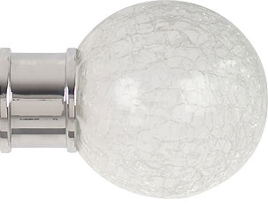 Renaissance Spectrum 35mm Finial Only, Polished Silver, Crackled Glass Ball