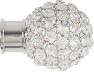 Renaissance Spectrum 35mm Finial Only, Polished Silver, Clear Crystal Beads