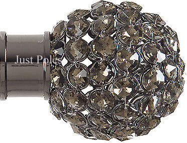 Renaissance Spectrum & Accents 35mm Finial Only, Black Nickel, Smoked Crystal Beads
