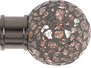 Renaissance Spectrum 35mm Finial Only, Black Nickel, Rose Mosaic