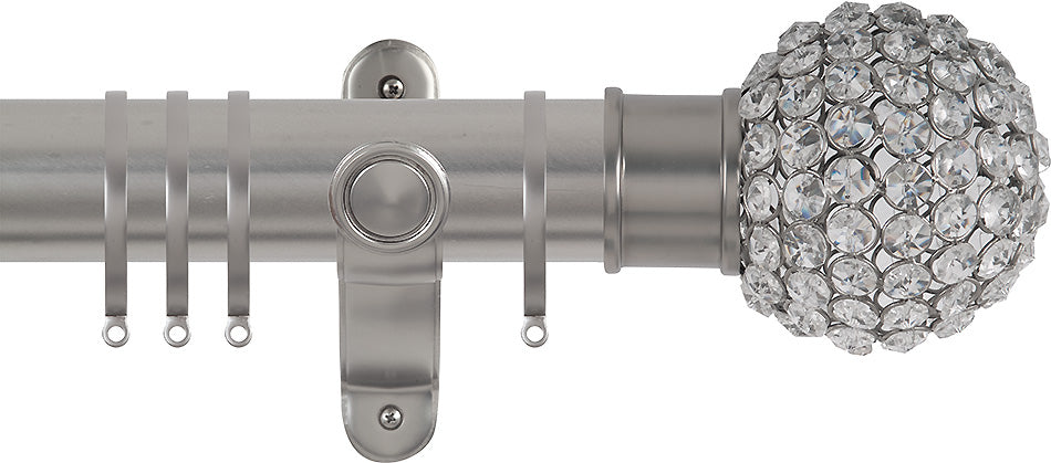 Renaissance Spectrum 50mm Curtain Pole Titanium, Clear Crystal Beads
