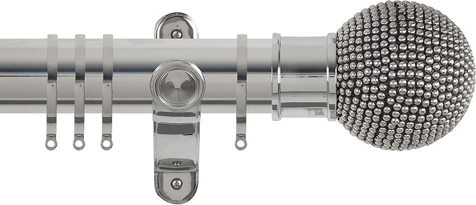 Renaissance Spectrum 50mm Curtain Pole Polished Silver, Studded Ball