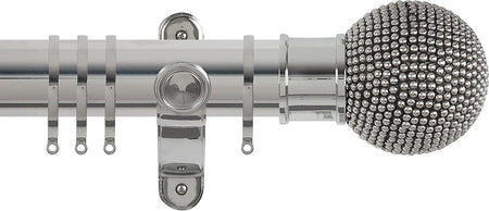 Renaissance Spectrum 50mm Curtain Pole Polished Silver, Studded Ball