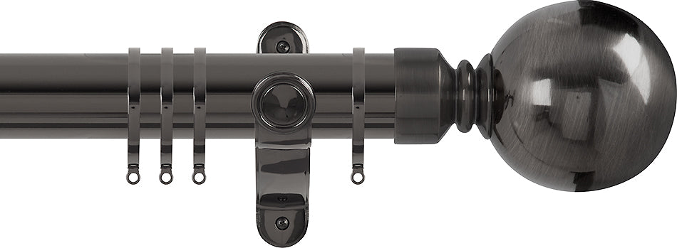 Renaissance Spectrum 50mm Curtain Pole Black Nickel, Plain Ball