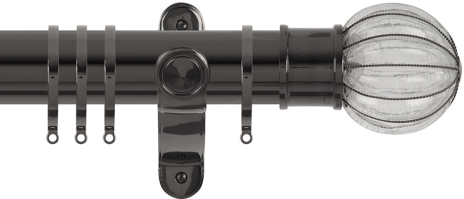 Renaissance Spectrum 50mm Curtain Pole Black Nickel, Glass Pumpkin
