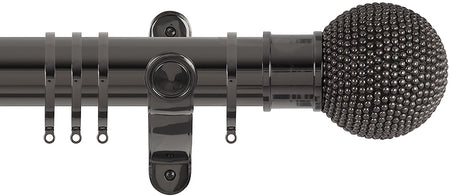 Renaissance Spectrum 50mm Curtain Pole Black Nickel, Studded Ball
