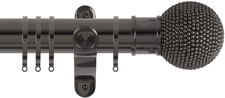 Renaissance Spectrum 50mm Curtain Pole Black Nickel, Studded Ball