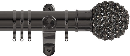 Renaissance Spectrum 50mm Curtain Pole Black Nickel, Smoked Crystal Beads