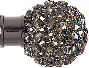 Renaissance Spectrum 50mm Finial Only, Black Nickel, Smoked Crystal Beads