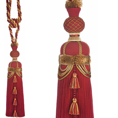 JLS Rope Curtain Tieback, Flamenco Red and Gold