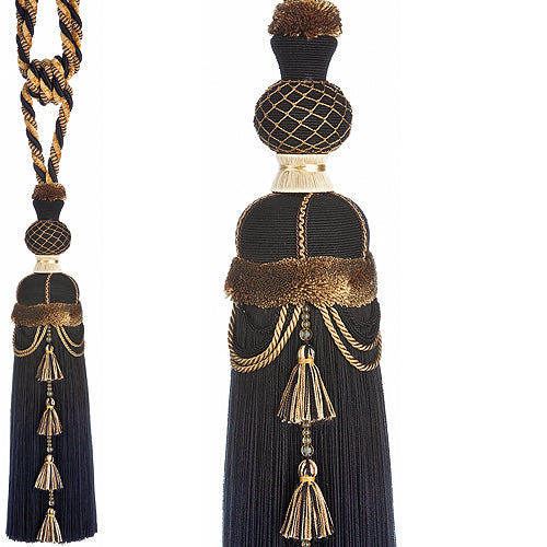JLS Rope Curtain Tieback, Flamenco Black and Gold