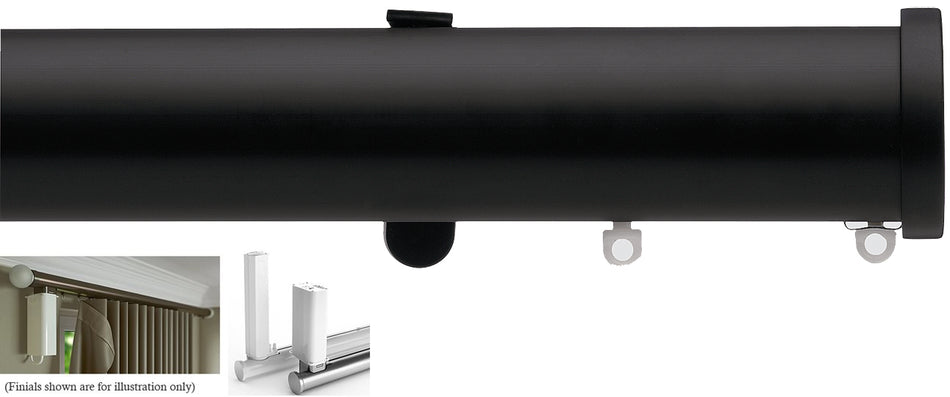 Silent Gliss Electric Metropole 50mm 7650 5190 Motor Black Endcap Finial