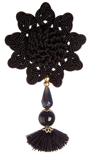 Jones Interlude Rosette & Beaded Pendant, Black
