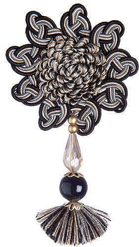 Jones Interlude Rosette & Beaded Pendant, Nero