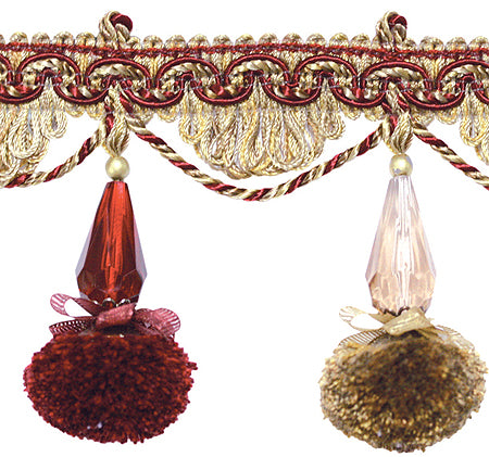 Jones Interlude Pom Pom Fringe Trimming, Rose
