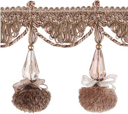 Jones Interlude Pom Pom Fringe Trimming, Latte