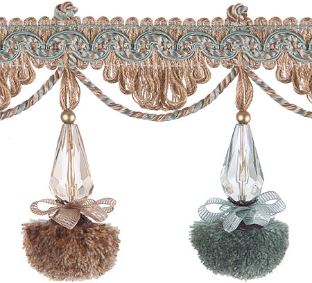 Jones Interlude Pom Pom Fringe Trimming, Aqua
