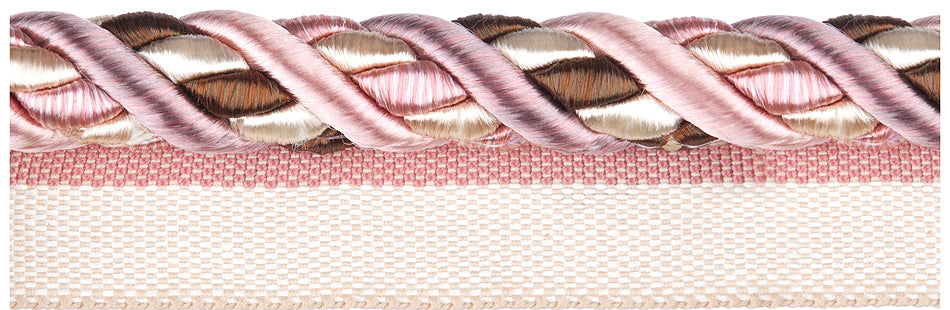 Jones Florentine Trimming Flanged Cord, Chalk Pink