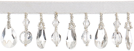 JLS Satin Beaded Trimming, Crystal Fringe