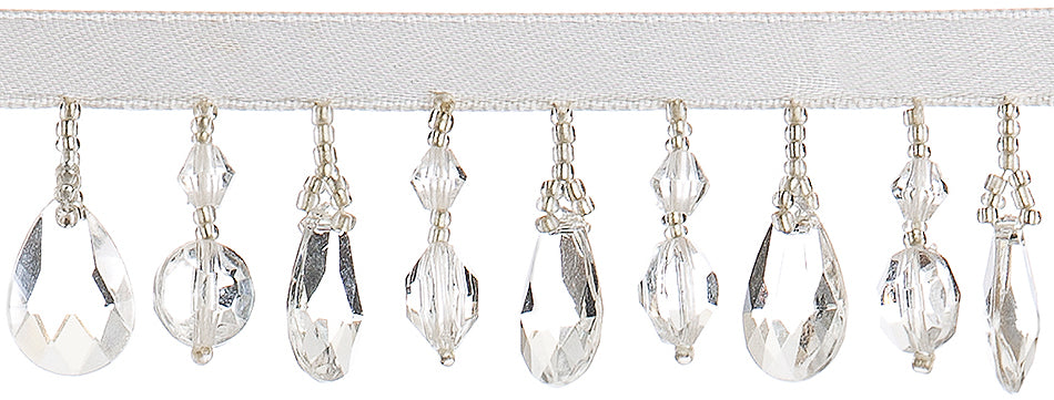 JLS Satin Beaded Trimming, Crystal Fringe
