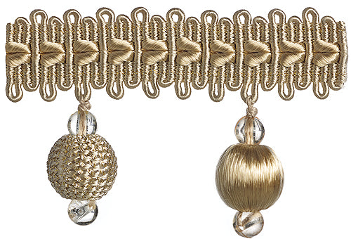 Hallis Verona Ball Fringe Trimming Soft Gold