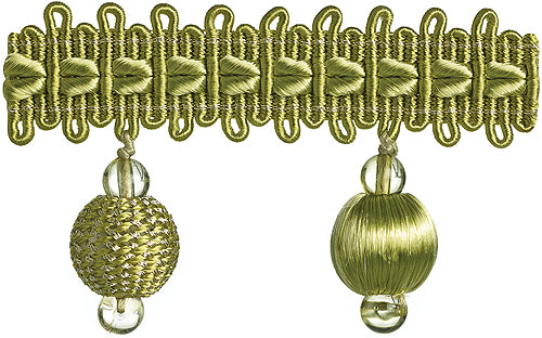 Hallis Verona Ball Fringe Trimming Lime Green