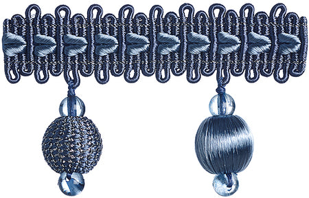 Hallis Verona Ball Fringe Trimming Indigo