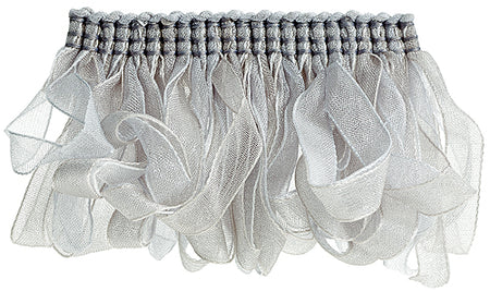 Hallis Verona Ribbon Ruche Trimming Silver Grey