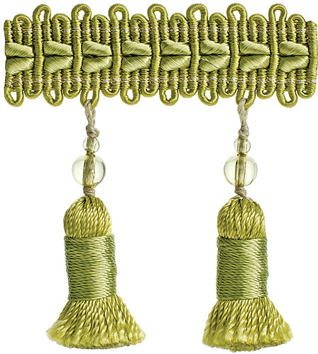 Hallis Verona Tassel Fringe Trimming Lime Green