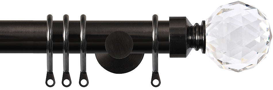 Renaissance Dimensions 28mm Contemporary Pole Black Nickel, Crystal Diamond