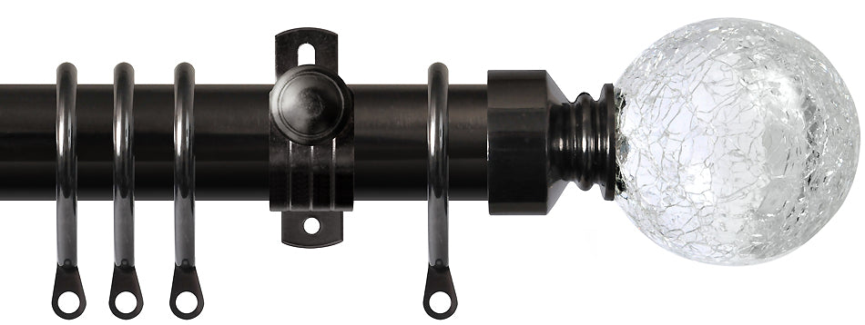 Renaissance Dimensions 28mm Adjustable Pole Black Nickel, Crackled Glass