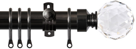 Renaissance Dimensions 28mm Adjustable Pole Black Nickel, Crystal Diamond