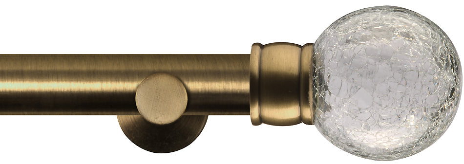 Renaissance Dimensions 28mm Contemporary Eyelet Pole Ant Brass, Crackled Glass