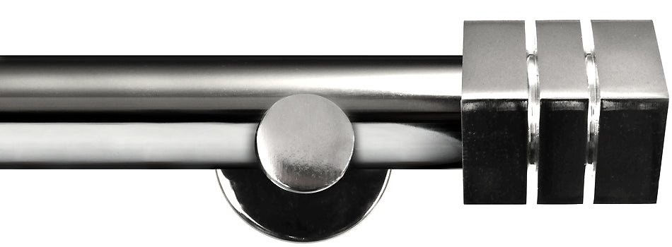 Renaissance Dimensions 28mm Contemporary Eyelet Pole Polished Silver, Cube