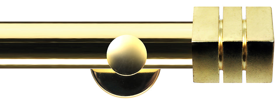 Renaissance Dimensions 28mm Contemporary Eyelet Pole Polished Brass, Cube