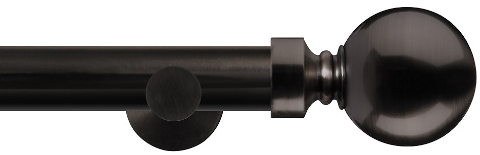 Renaissance Dimensions 28mm Contemporary Eyelet Pole Black Nickel, Plain Ball