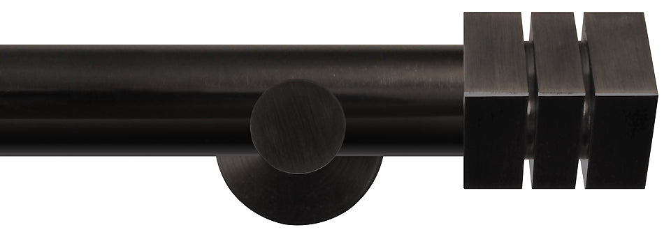 Renaissance Dimensions 28mm Contemporary Eyelet Pole Black Nickel, Cube