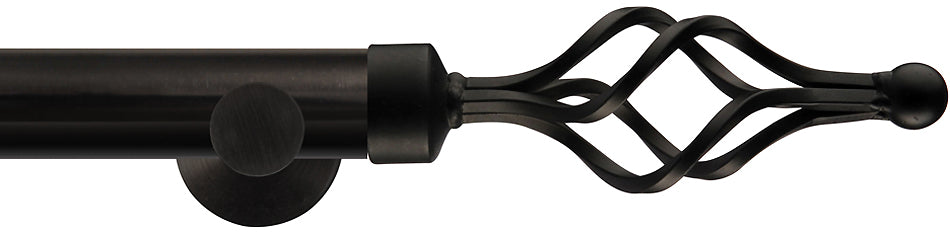 Renaissance Dimensions 28mm Contemporary Eyelet Pole Black, Long Basket