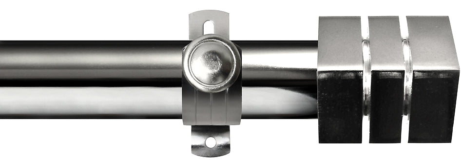 Renaissance Dimensions 28mm Adjustable Eyelet Pole Polished Silver, Cube