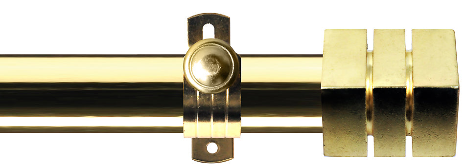 Renaissance Dimensions 28mm Adjustable Eyelet Pole Polished Brass, Cube