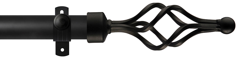 Renaissance Dimensions 28mm Adjustable Eyelet Pole Black, Long Basket