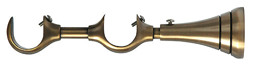 Renaissance 28mm Double Extendable Cup Curtain Pole Bracket, Antique Brass