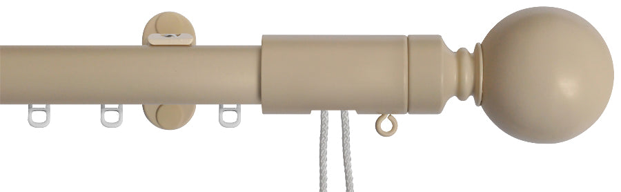 Renaissance 28mm Distinction Corded Metal Curtain Pole Country Cream, Sphere