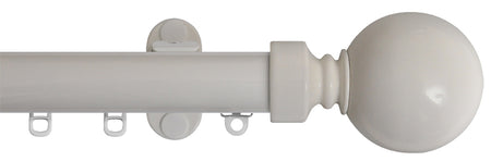 Renaissance 28mm Distinction Metal Curtain Pole White Sheen, Sphere