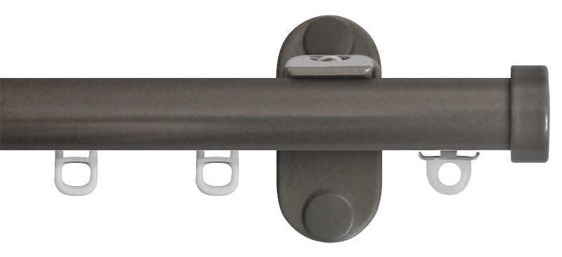 Renaissance 20mm Distinction Metal Curtain Pole Steel Sheen, Endcap