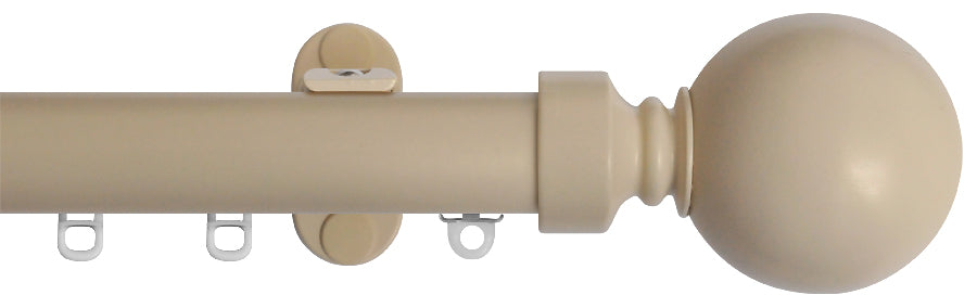 Renaissance 28mm Distinction Metal Curtain Pole Country Cream, Sphere