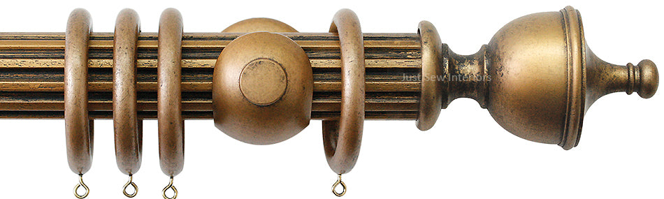 Jones Florentine 50mm Fluted Pole, Cup, Antique Gold, Urn