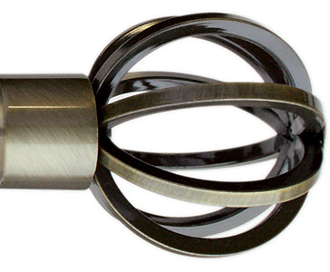 Jones Lunar 28mm Pole Finials, Cage, Burnished Brass
