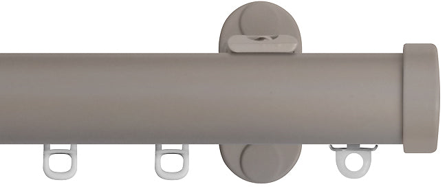 Renaissance 28mm Distinction Metal Curtain Pole, Light Grey, Endcap